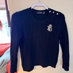 Black Cable Knit Sweater Lauren Ralph Lauren